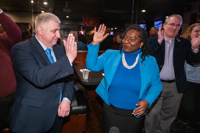 House Speaker Joanna McClinton (D., Philadelphia) celebrates after a special election in Bucks County on Feb. 13, 2024. Democrats will hold onto their one-seat majority