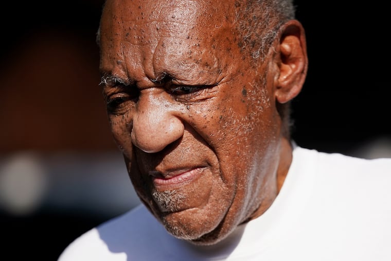 Bill Cosby reacts outside his home in Elkins Park, Pa., Wednesday, June 30, 2021, after being released from prison.