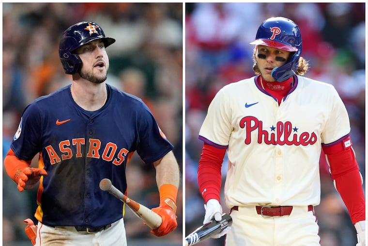 From left: The Astros' Kyle Tucker and the Phillies' Alec Bohm.