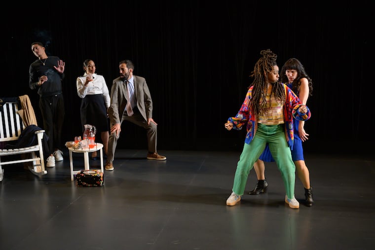 From left: Jordan Bellow, Taysha Marie Canales, Jaime Maseda, Alana Raquel Bowers, and Sarah Gliko in "The Comeuppance" at the Wilma Theater.