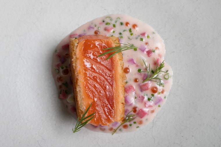 Steelhead trout “en croûte” with beurre cancalaise served at Provenance in Headhouse Square.