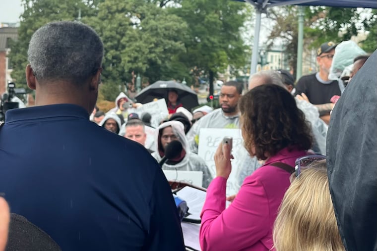 Brian Pollitt (left) head of TWU Local 234, SEPTA's largest union, and Leslie S. Richards, CEO of the transit agency, jointly urge new state transportation funding, as soon as possible.
