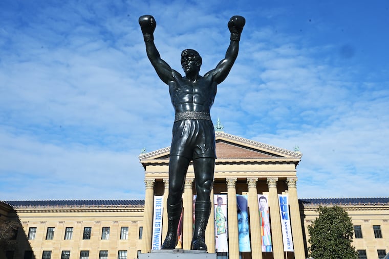 A Rocky statue is unveiled at the Philadelphia Museum of Art for RockyFest 2024 in Philadelphia, Tuesday, Dec. 3, 2024.