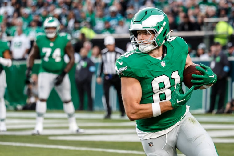Eagles tight end Grant Calcaterra has started eight of 12 games this season.