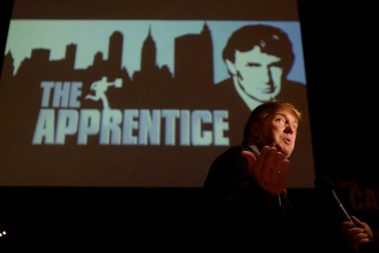 Donald Trump, seeking contestants for "The Apprentice" television show, is interviewed at Universal Studios Hollywood on Friday, July 9, 2004, in the Universal City section of Los Angeles. Uriel Rendón writes that the reality show paved the way for the election results of Nov. 5 by teaching us that entitlement and arrogance were OK.