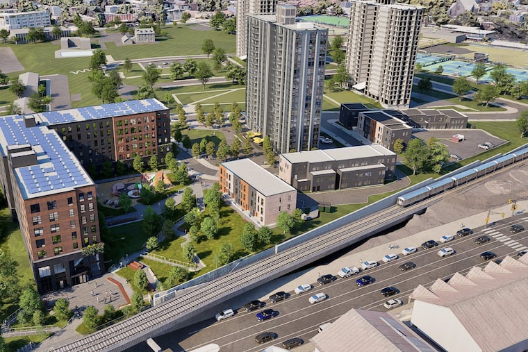 Rather than demolishing its dilapidated apartment towers at 44th and Market Strees, the Philadelphia Housing Authority has partnered with a private developer who will repair the high-rises and build new apartments and rowhouses. The first phase, which will break ground in the spring, will link the site with the city street grid and include a new entrance plaza near the 46th Street El stop.