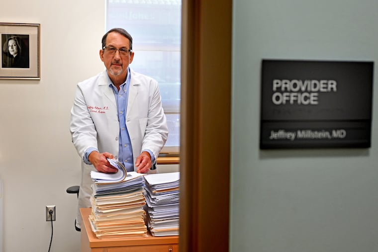 Jeffrey Millstein is a primary doctor and regular contributing columnist for the Inquirer Sunday Health section. He was photographed Oct. 8, 2024 at his practice at Penn Medicine Woodbury Heights.
